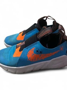 Nike Kids Slip-On Athletic Sneakers in Blue & Orange